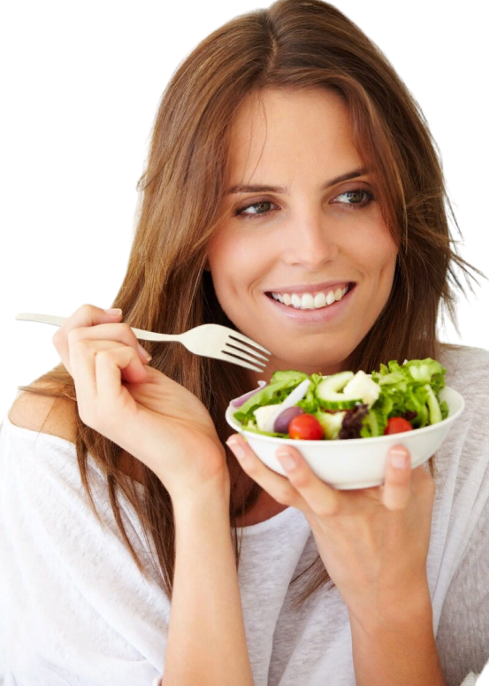 woman eating salad